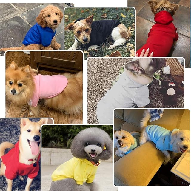 Foto 5 de 5 de Eastlion Ropa Perro,Cálido Sudadera con Capucha para Perros Algodón Suéter Chaqueta Abrigo Costume Pullover…