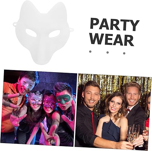 Miniatura 7 de NOLITOY Máscara de zorro DIY Máscara blanca en blanco Máscara japonesa Kabuki para Halloween Prop