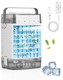 Portable Air Conditioners, 1000ml Portable Air Conditioner, 1600ml Computer SP120 RGB Fans Blue, Powerful 3 Speeds 7 Colors LED Portable Personal for Room Bedroom