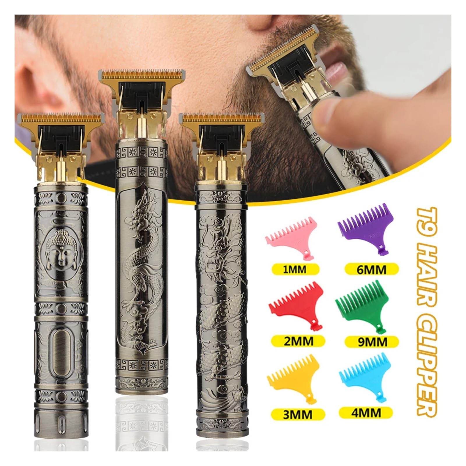 Rasoi vintage T9 elettrico senza fili tagliacapelli professionale capelli barbiere trimmer per uomini Clipper rasoio barba accendino (plastica 19)