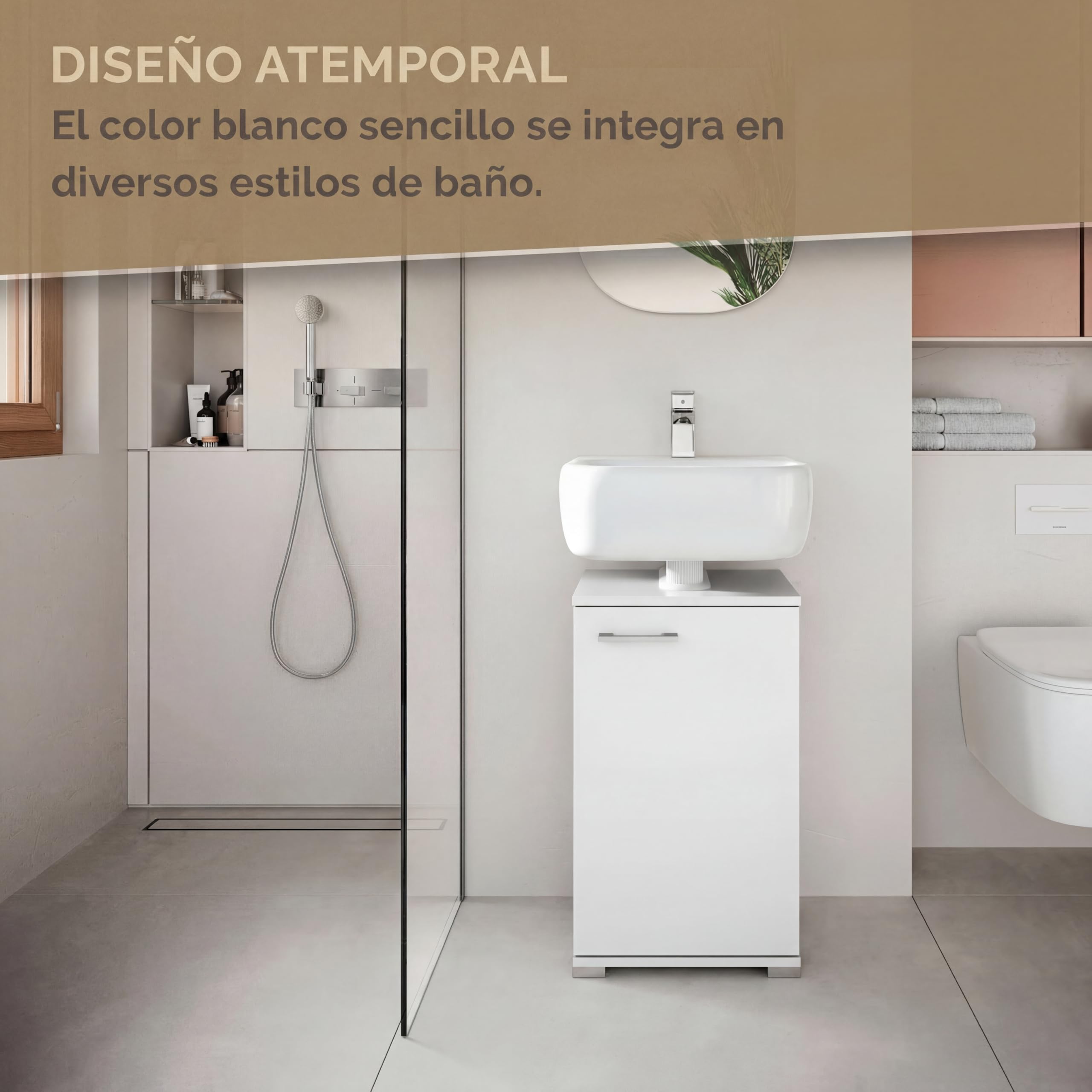 Probus Armario básico para baño de 40 cm – Moderno Armario bajo Lavabo en diseño Blanco con Mucho Espacio de Almacenamiento, Fabricado en Alemania, Color Blanco