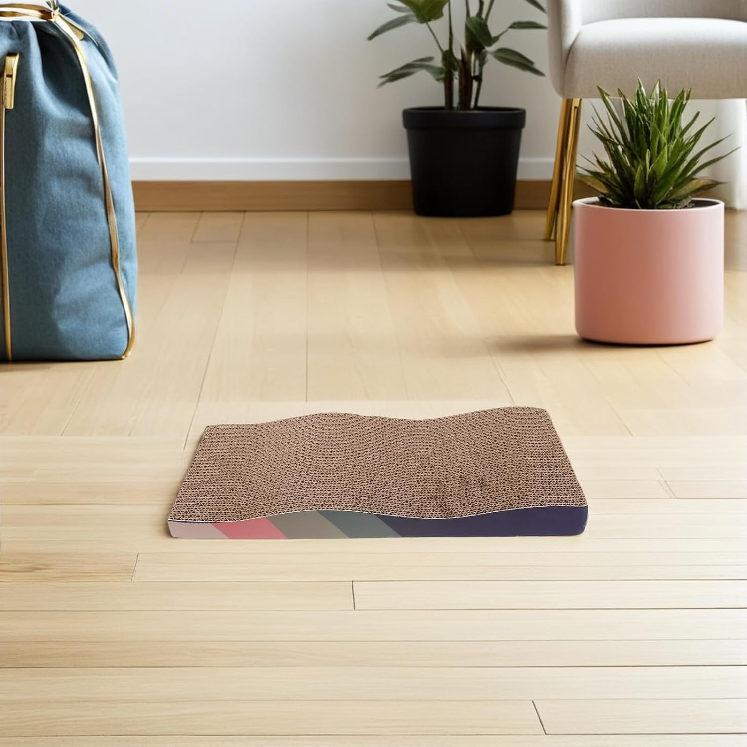 Balacoo 5pcs Wave-Shaped Cat Scratching Pad Set Corrugated Cardboard Cat Scratchers for Indoor Kittens Furniture Protector