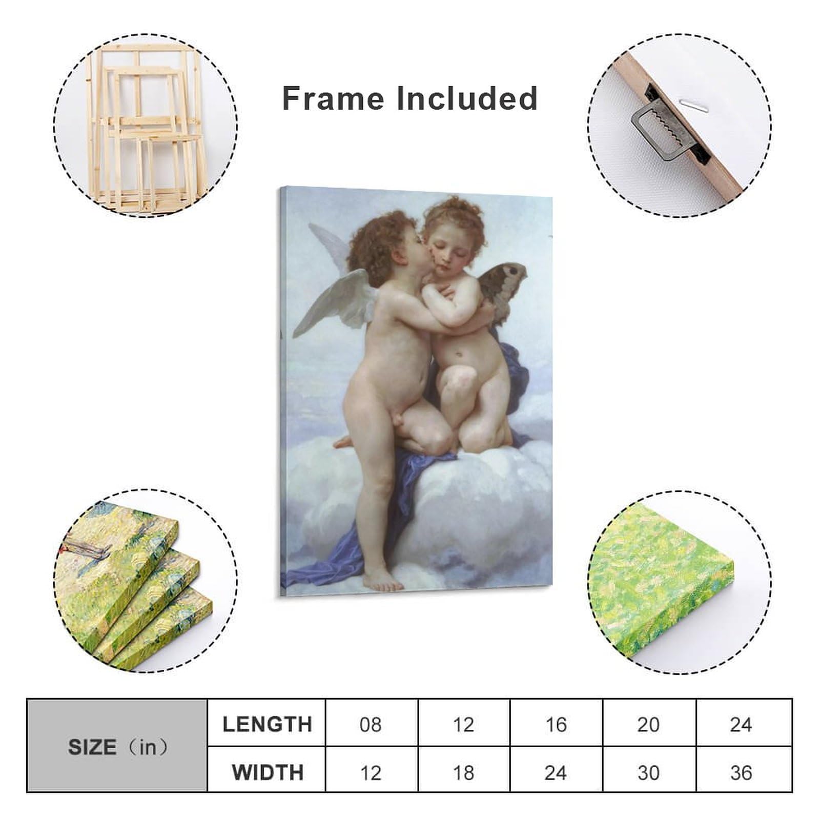 キャンバス プリントアート ブーグロー ファーストキス 絵画 額付 インテリア Amazon.co.jp: キャラクターポスター西洋絵画『ファーストキス