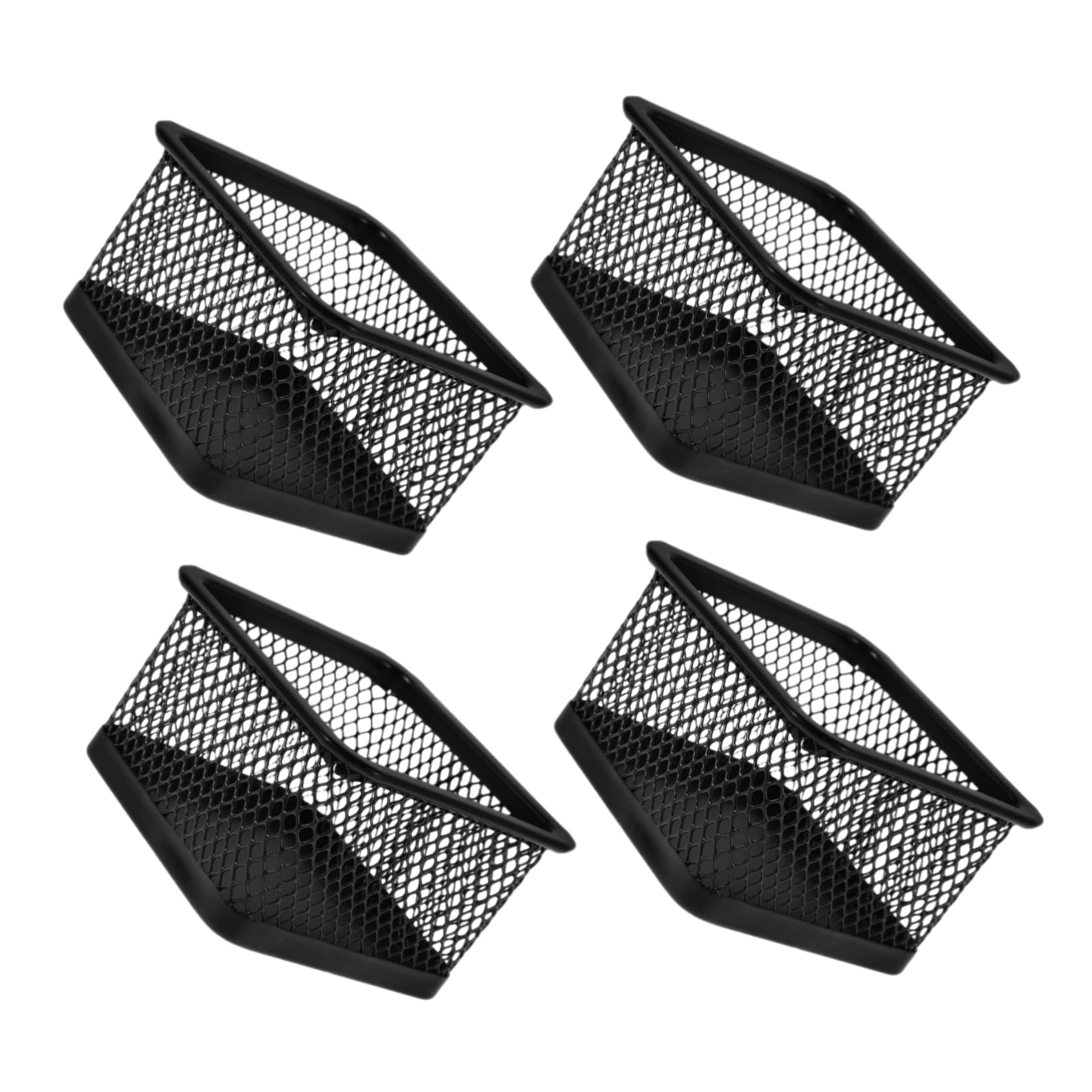 KOMBIUDA Desktop Paper Holder Paper Clip Organizer for Desk 4pcs Square Mesh Craft Storage Boxes