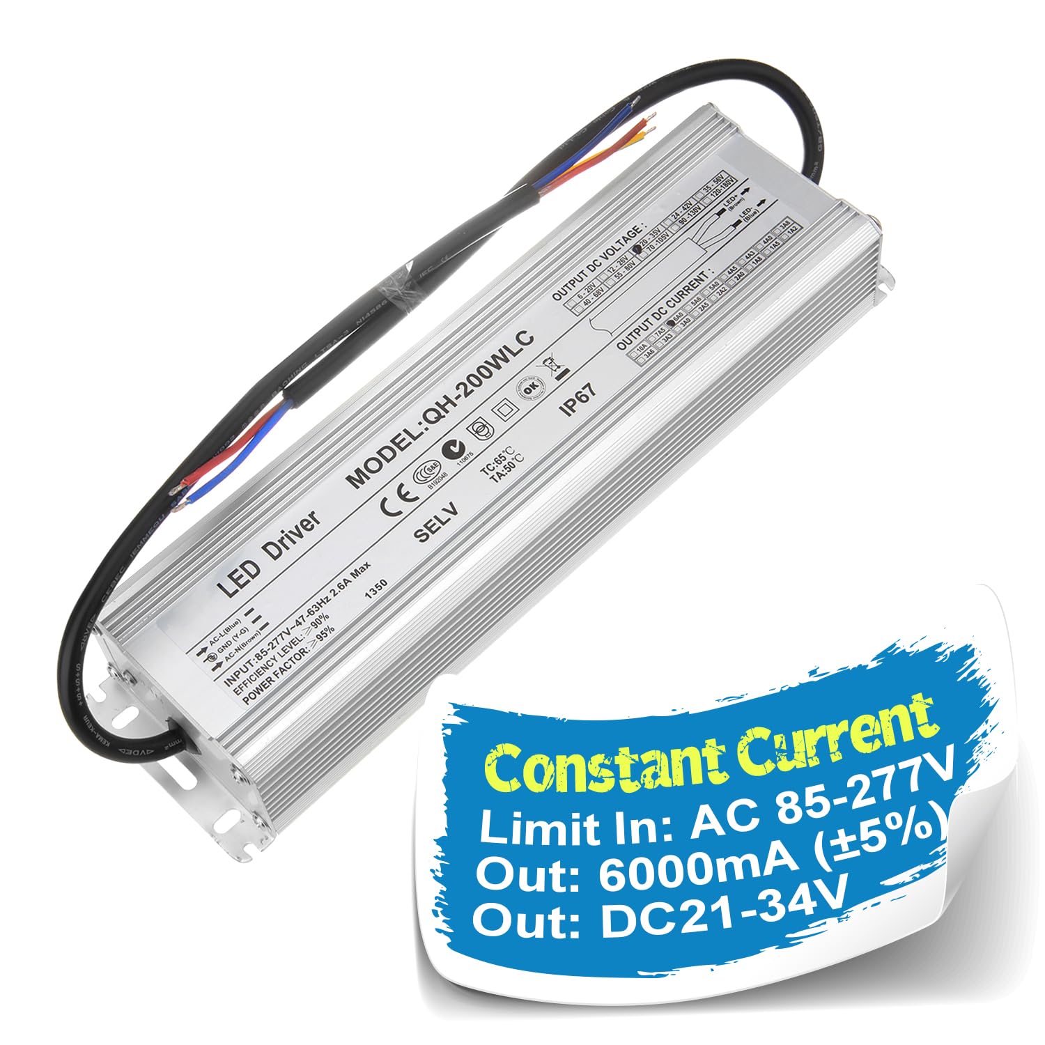 Chanzon LED Driver 6000mA Constant Current 21-34V IP67 Waterproof Aluminium