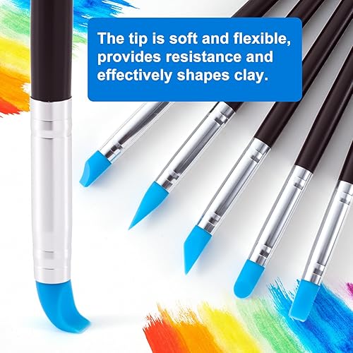 Miniatura 3 de 5 pinceles de pintura de silicona, herramientas flexibles para tallar arcilla, herramientas profesionales de escultura para manualidades, cerámica,
