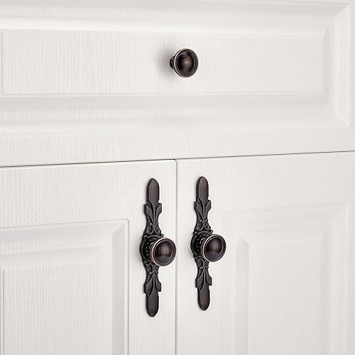 Miniatura 5 de Aandxomk - Juego de 10 pomos de bronce aceitado de 5.8 pulgadas con placas, gabinete de cocina, oficina, baño, tocador, cajón, perillas de armario,