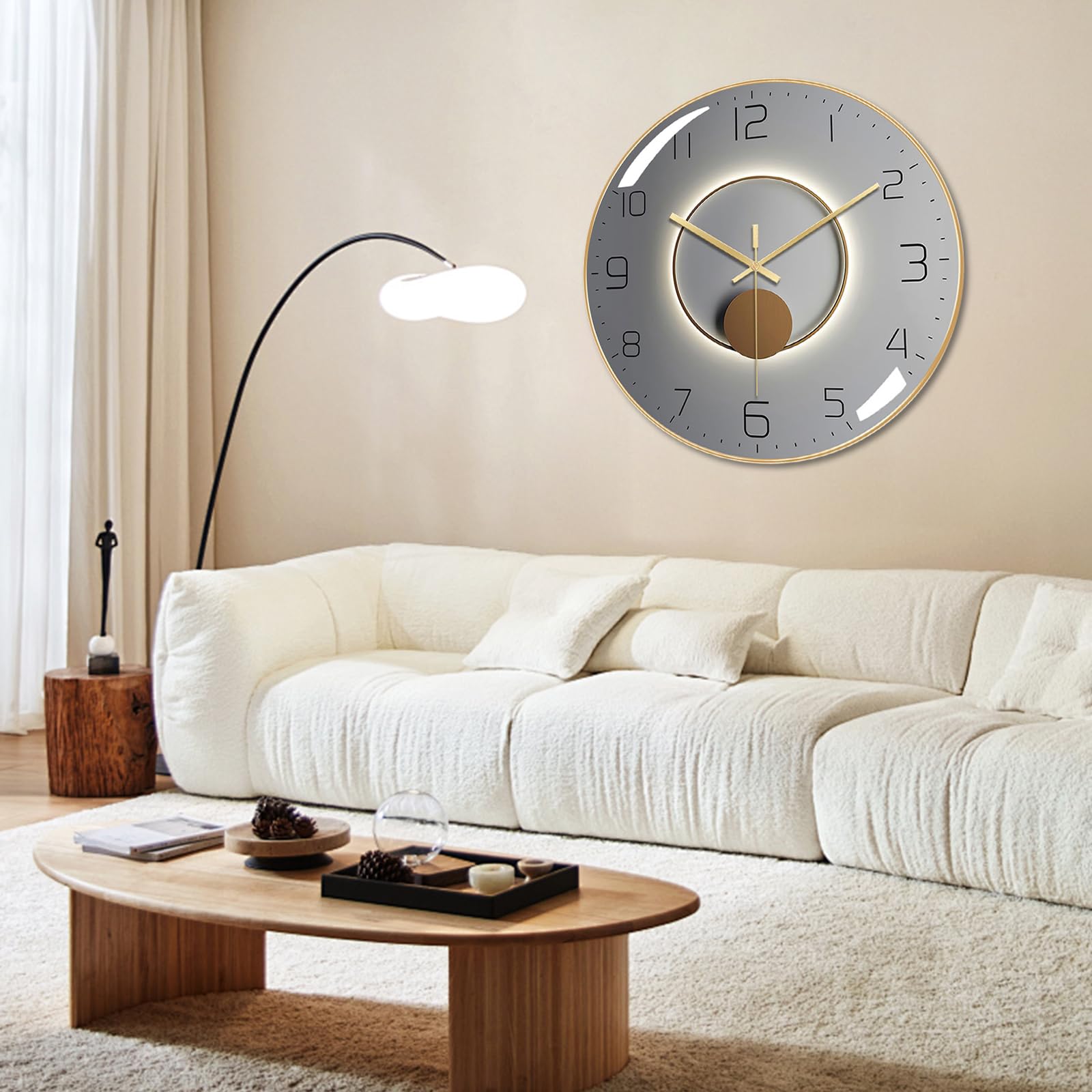 Lafocuse 30cm Orologio da Parete Moderno Silenzioso, Numeri 3D Oro Rosa Facile da Leggere, Nero Orologio da Cucina senza Ticchettio per Casa Soggiorno Ufficio Camera da Letto