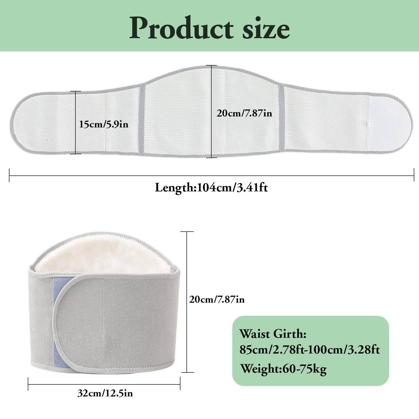 Cinturón Térmico de Lana para Espalda y Lumbar y Vientre con Soporte Ajustable,Fajas Lumbares para Mujer Hombre - Alivio para Dolor de EspaldaAlivio para Dolor de Espalda, Ciática y Hernia Discal (XL)