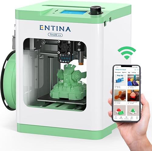 Entina TINA2S Impresoras 3D con impresión WiFi en la nube, enorme biblioteca, totalmente montada, mini impresora 3D para principiantes y niños con