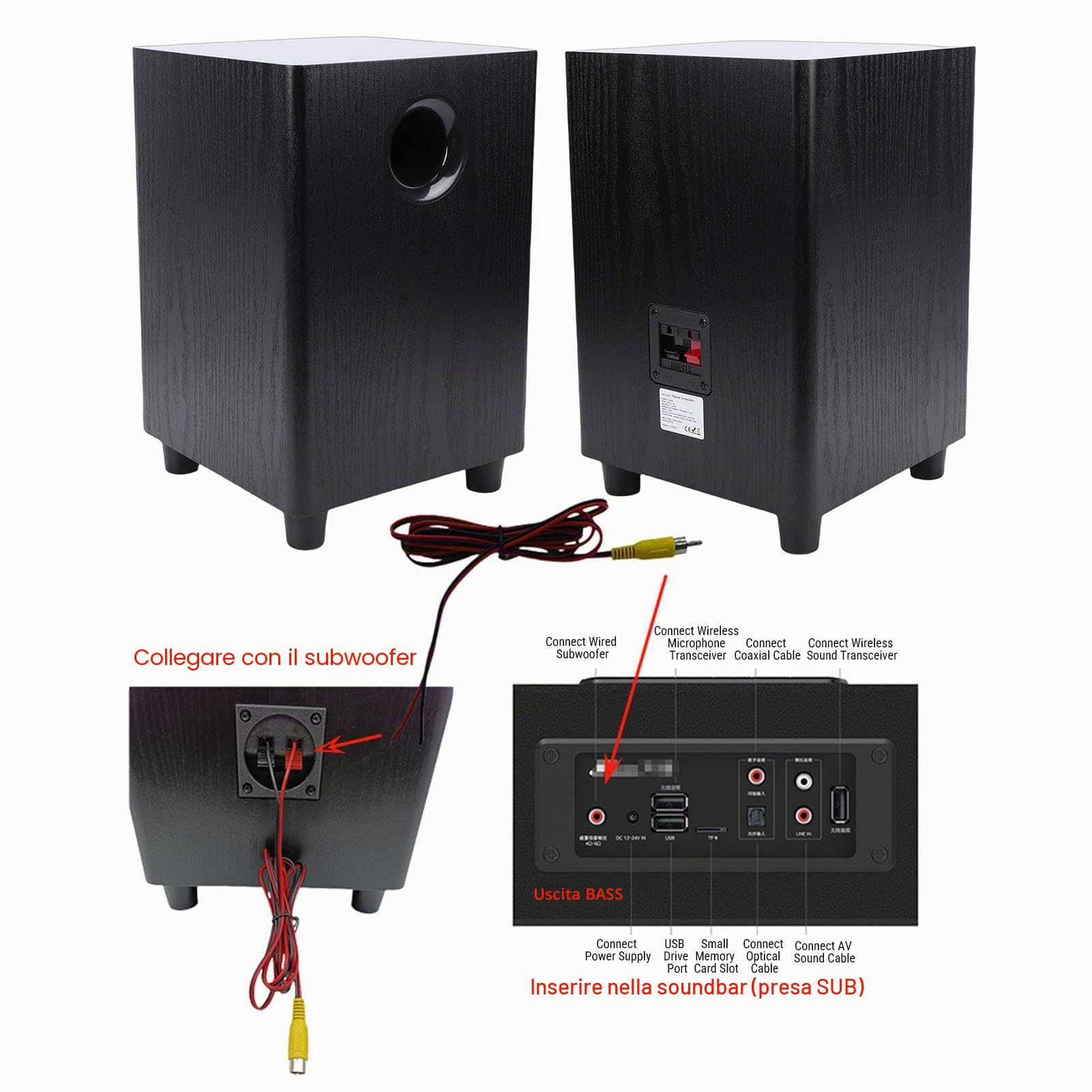 Topiky Subwoofer Passivo Indipendente da 100 W da 6,5 ​​pollici, Subwoofer Amplificato Home Audio, con Risposta Ai Bassi Profondi, per Sistemi Stereo HiFi, Home