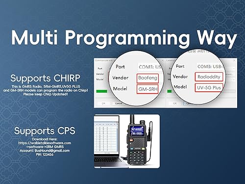 Miniatura 2 de BAOFENG 5RM GMRS - Radio de mano, UV-5G Plus (4 baterías de 2500 mAh), radio bidireccional de 5 W de largo alcance multibanda con 999 canales