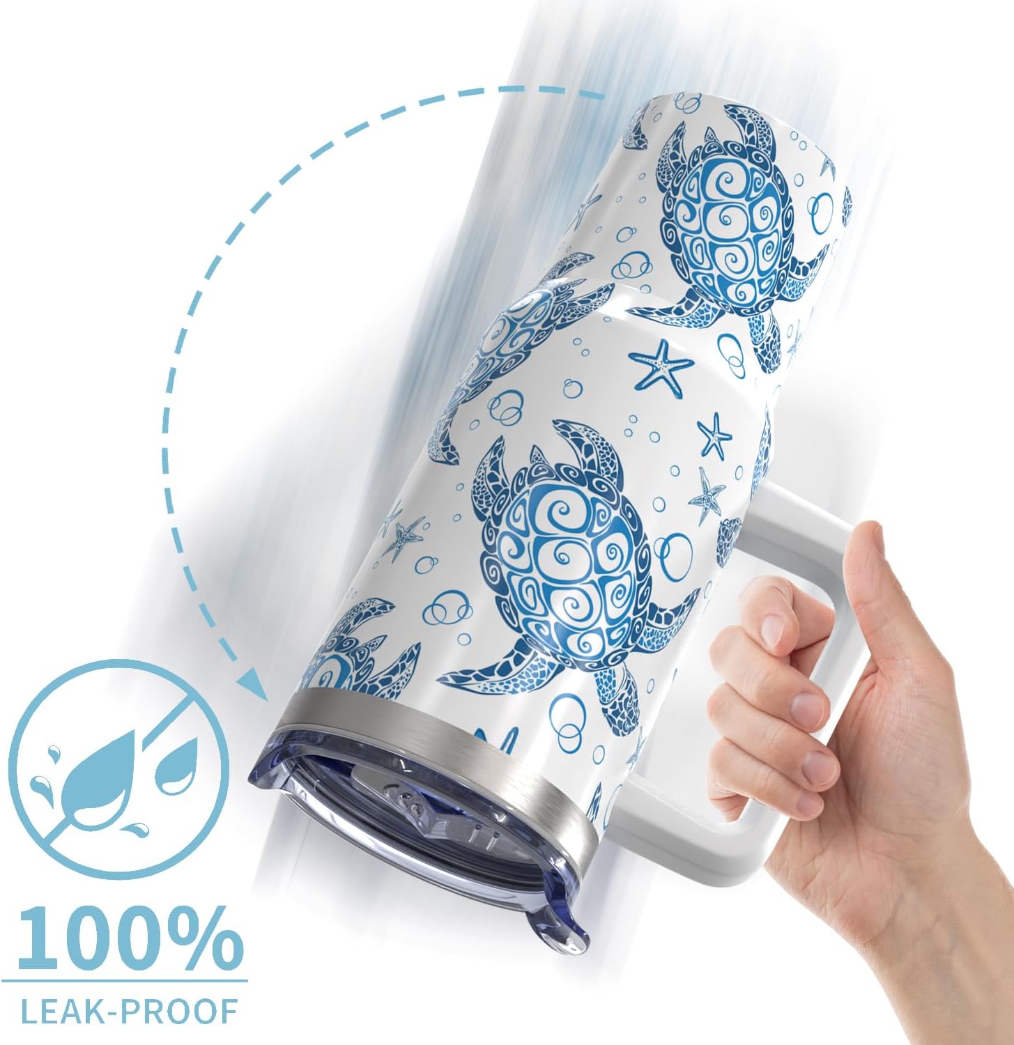 30oz Stainless Steel Sea Turtle Tumbler with Lid and Straw - Ocean Insulated Turtle Cup for Women's Gifts - Image 2