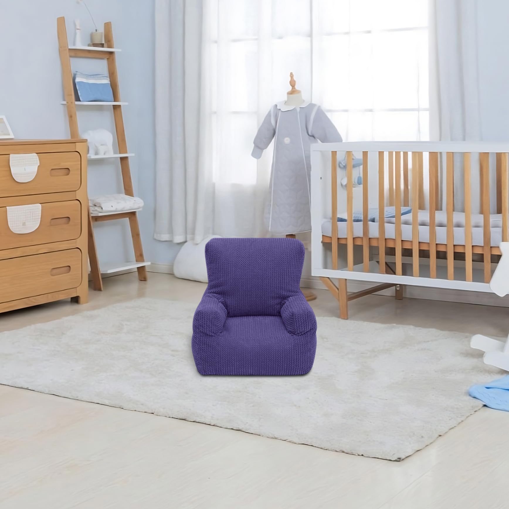 Uitklapbare kinderfauteuil van corduroy, crème