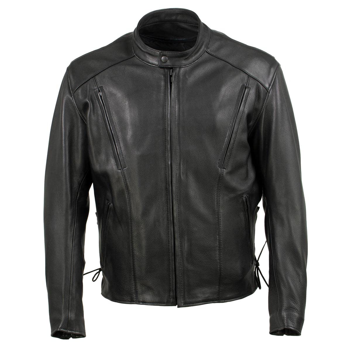 Milwaukee Leather USA MADE MLJKM5002 Mens Black Air Stream Vented Premium Leather Motorcycle Jacket with Side Laces — view 6
