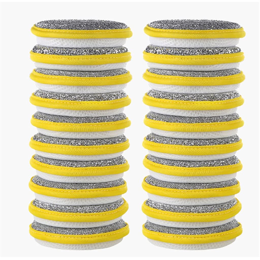 Bloque de Esponja para Lavar Platos Cocina Antiadherente Cepillo de Aceite Olla Paño para Platos domésticos Limpieza de Doble Cara Estropajo de algodón 20 Piezas (D_)