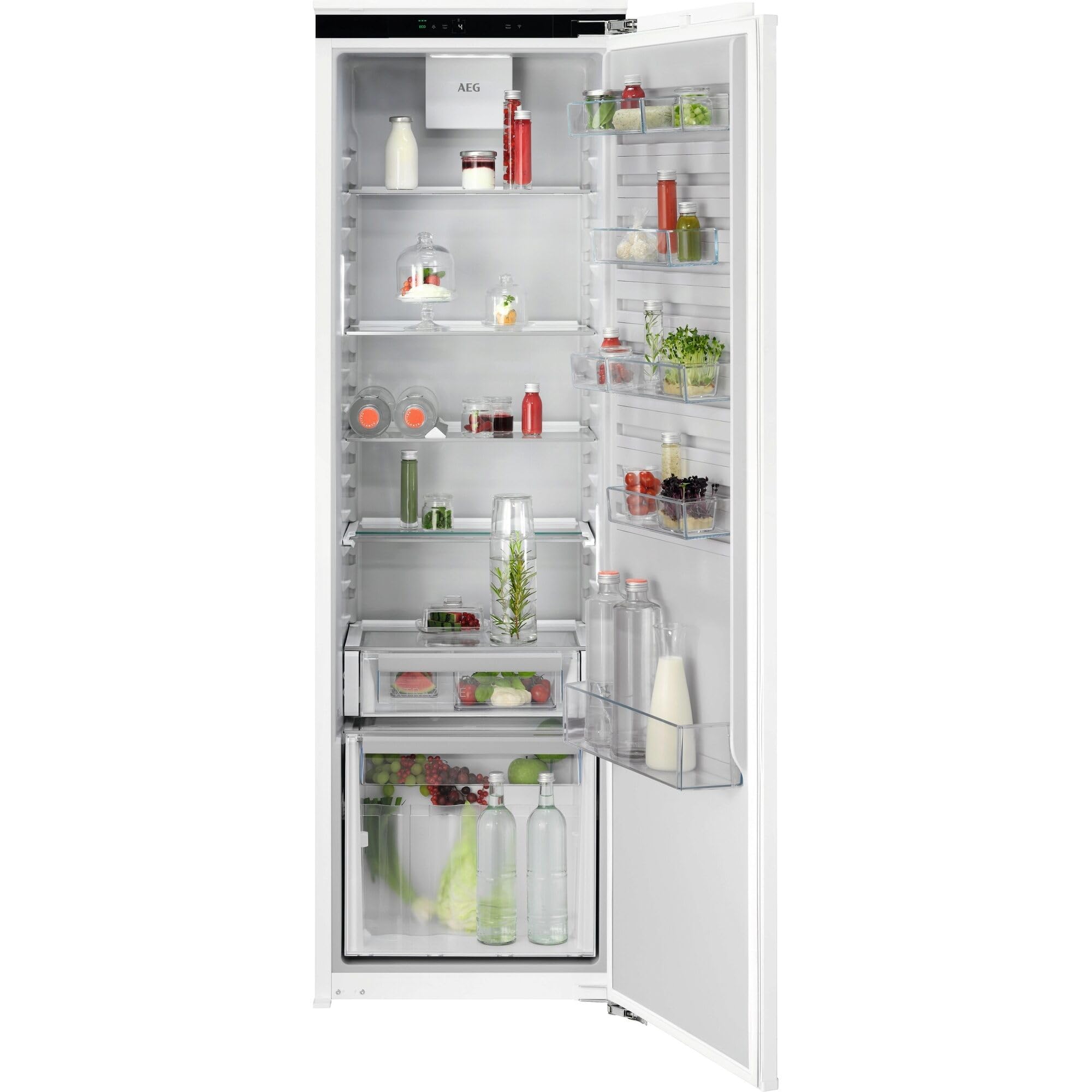 AEG Einbaukühlschrank 178x56 cm, Serie 6000 DynamicAir-gleichmäßige Kühlung je Ebene, 307 L Kühlen, CustomFlex – flexibles Türablagesystem, ExtraZone - zusätzlicher Kühlraum, Festtür, B, TK6FS181B