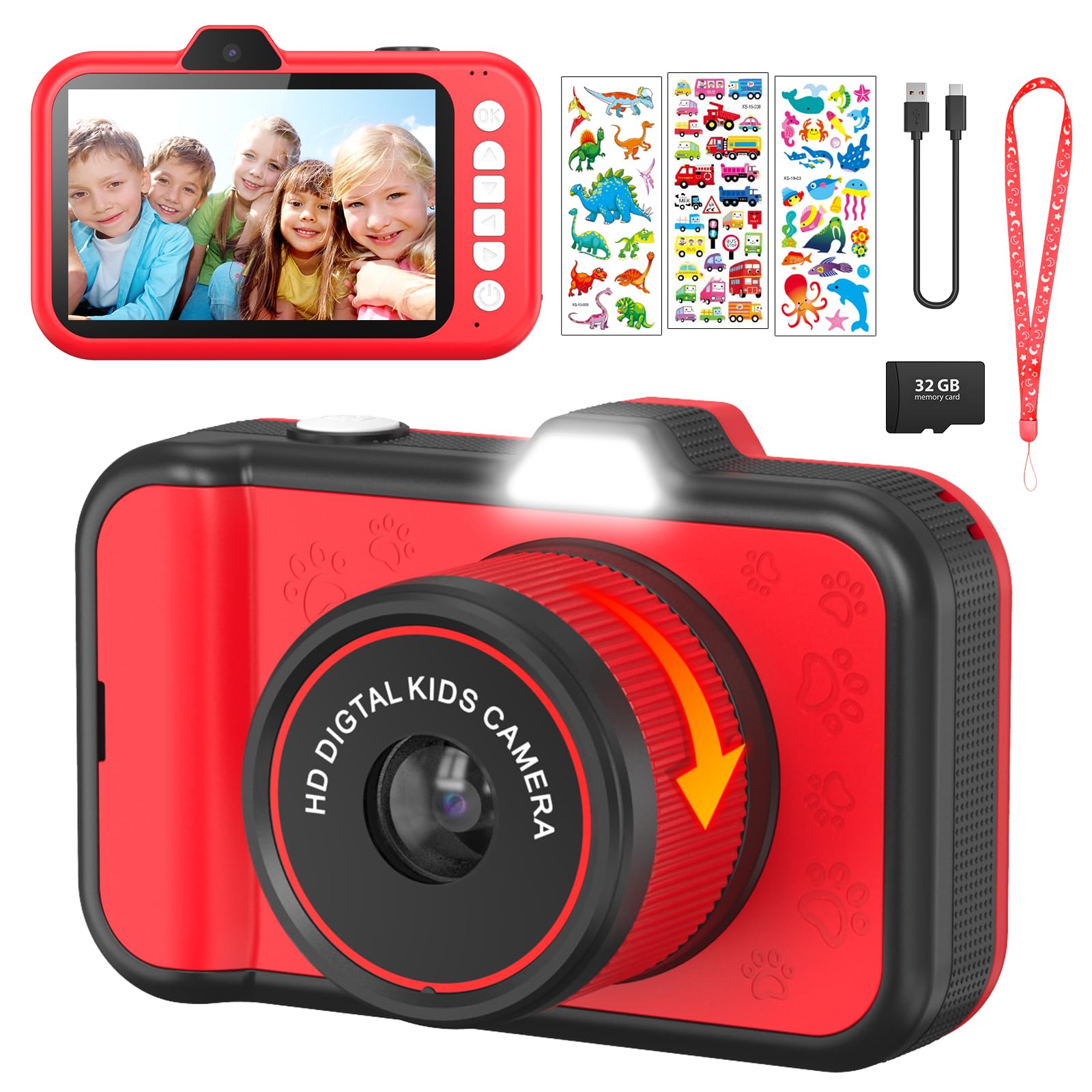 Appareil Photo Instantané Enfant, 2.4 Écran 12 MP Appareil Photo Numérique Enfant 5 Roll Papier d'impression, Carte 32GB, Mode Selfie, 1080P HD Video, Cadeau Jouet pour Filles Garçons 3-14 Ans, Rose