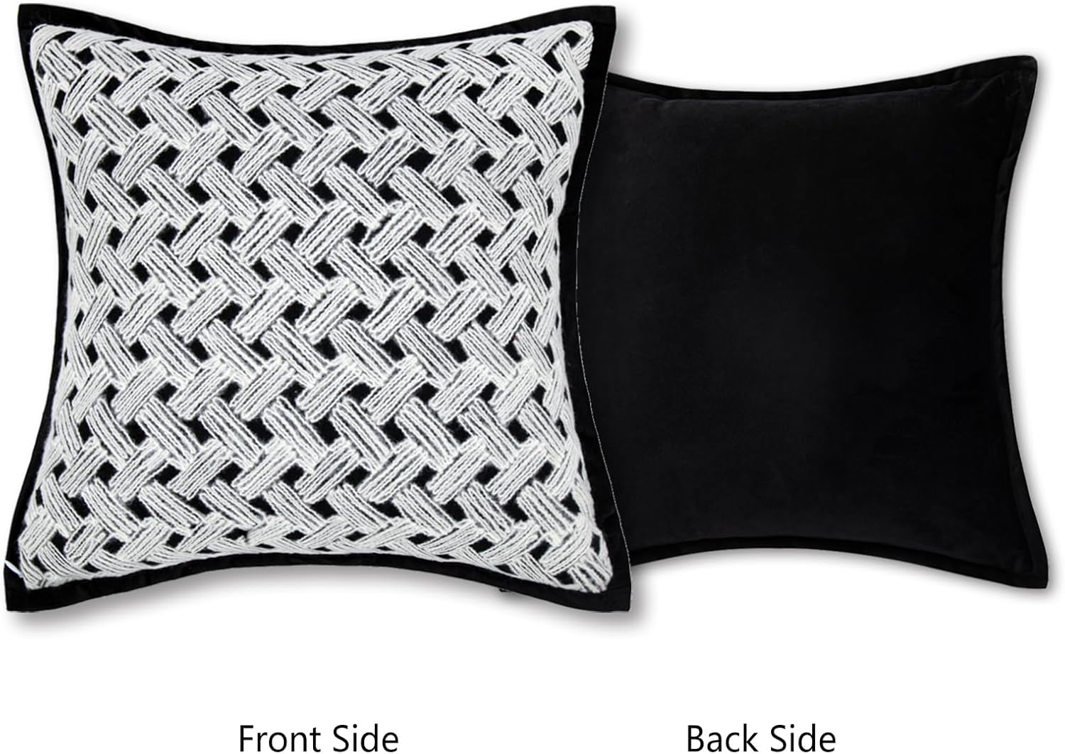 REPALY Throw Pillow Covers 18x18, 2 Pcs Decorative Pillow Covers, Farmhouse Couch Pillow Covers, Black and White Pillow Covers, Aquare Sofa Pillow Covers, Neutral Cushion Pillow Cases (Black)