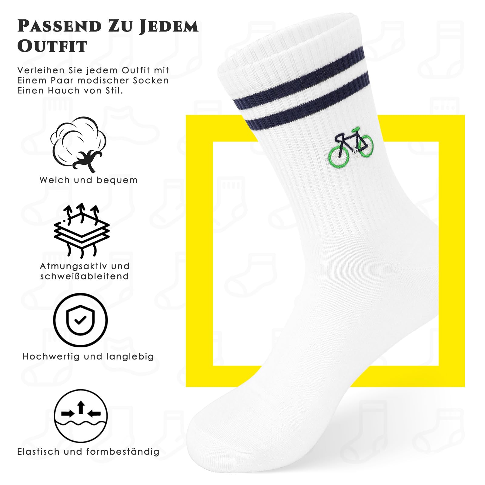 Chaussettes de Vélo Amusantes Motif Cycliste - Chaussettes de Tennis Vélo