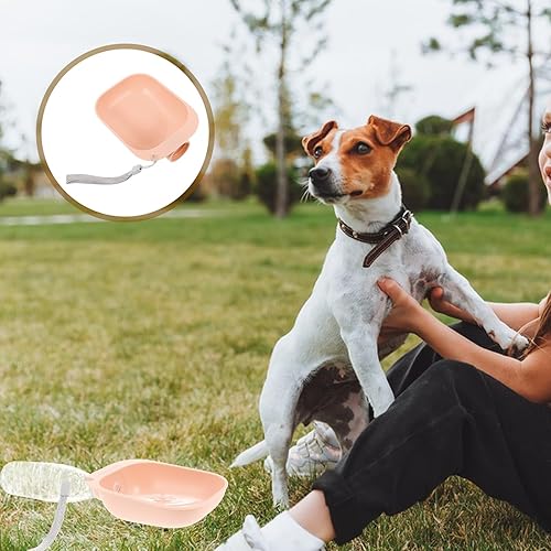 Miniatura 7 de BESPORTBLE Botella de agua portátil para perros, alimentador de agua para mascotas con accesorio de tazón, diseño ABS rosa para hidratación sobre la