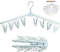 Vista 11 de Perchas plegables de viaje para camisas, calcetines y ropa con clips, pantalones cortos de plástico plegables, faldas y pantalones, perchas