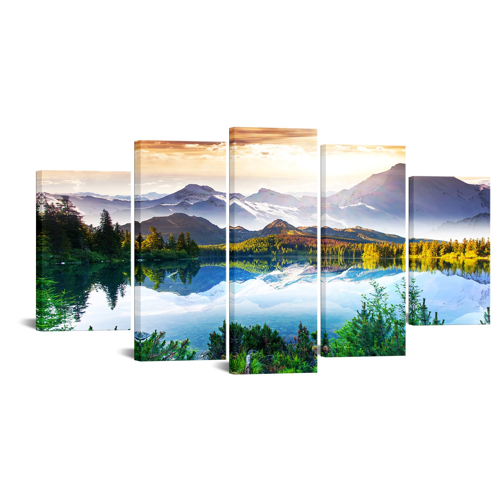 Amazon.com: iKNOW FOTO Mountain Lake Nature Landscape Canvas Art