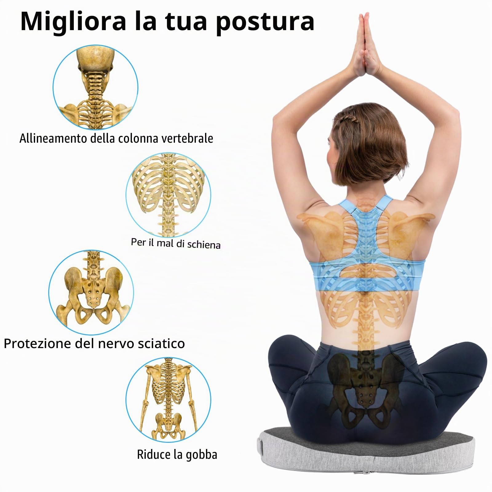Cuscino da seduta per emorroidi, anello di seduta, cuscino per emorroidi, per alleviare efficacemente emorroidi, prostata, sciatica e mal di schiena, ideale per ufficio, auto e sedia a rotelle
