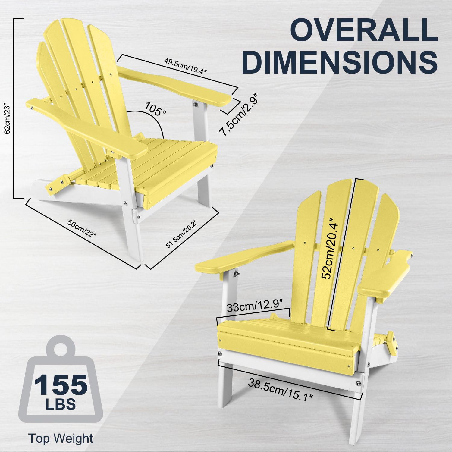 bright yellow plastic adirondack chairs