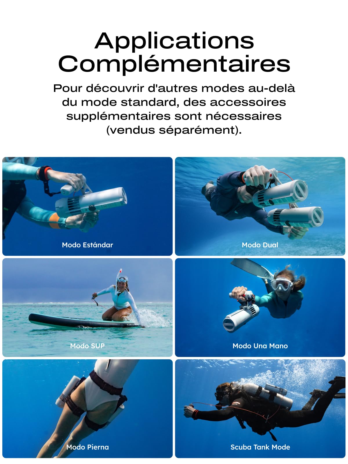 LEFEET P1 Lite Scooter sous-Marin, Propulseur Aquatique Portable 4 Vitesses, Autonomie 60 Min, Profondeur 60m avec Support Caméra
