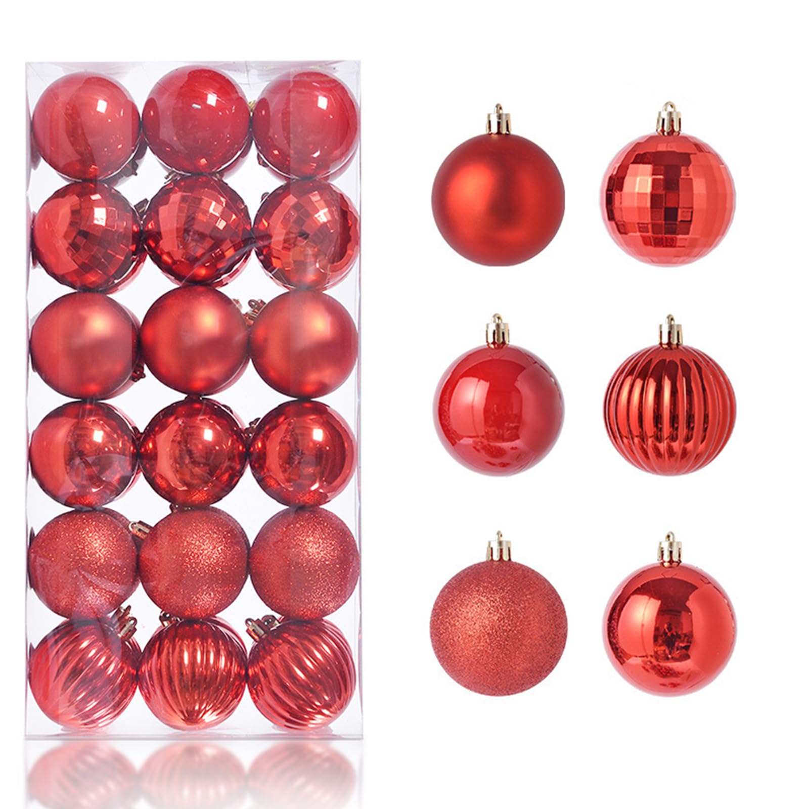 Weihnachtskugeln 36 Stücke 6cm Kunststoff Christbaumkugeln Weihnachtsdeko Weihnachtsbaumschmuck für Weihnachten Dekoration (Rot)