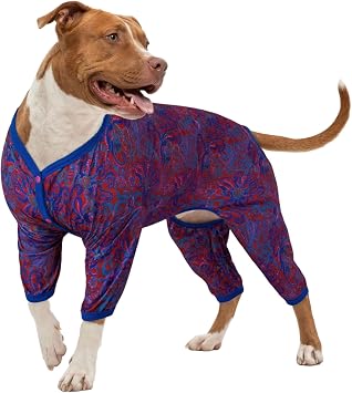 LovinPet Male Large Dog Bodysuit, Dog Pajamas, Lightweight Stretchy Fabric, Red Octopus Print, Uv Protection, Pjs for Pitbulls, Onesies for Dogs, Pajamas for Giant Breed Dogs, Large