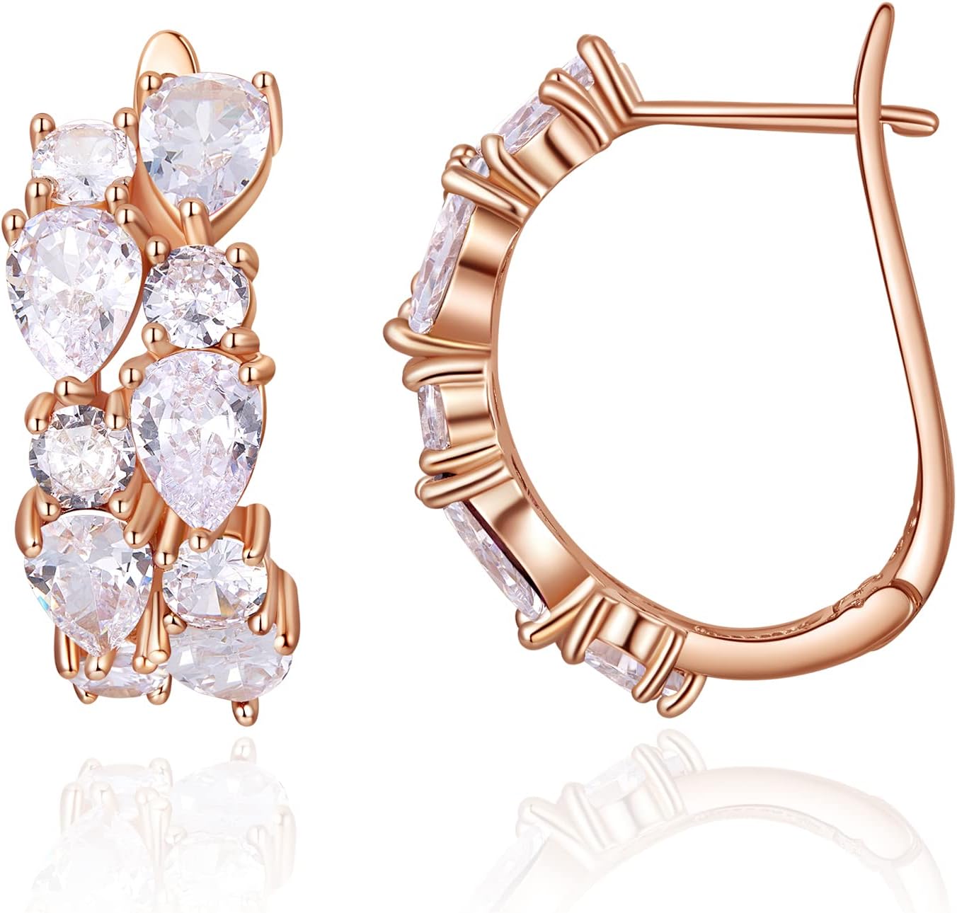 Mona Lisa Rose Gold Plated Jewelry Set - Cubic Zirconia Necklace, Bracelet & Earrings Set In Gift Box - View #3