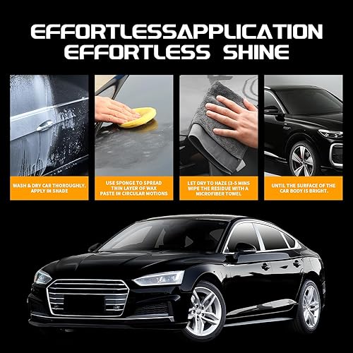 Vista 5 de Weika - Cera para auto, negro sólido para autos negros, limpiador de cera de carnauba, resistencia a los arañazos, revestimiento de cerámica, 6.35