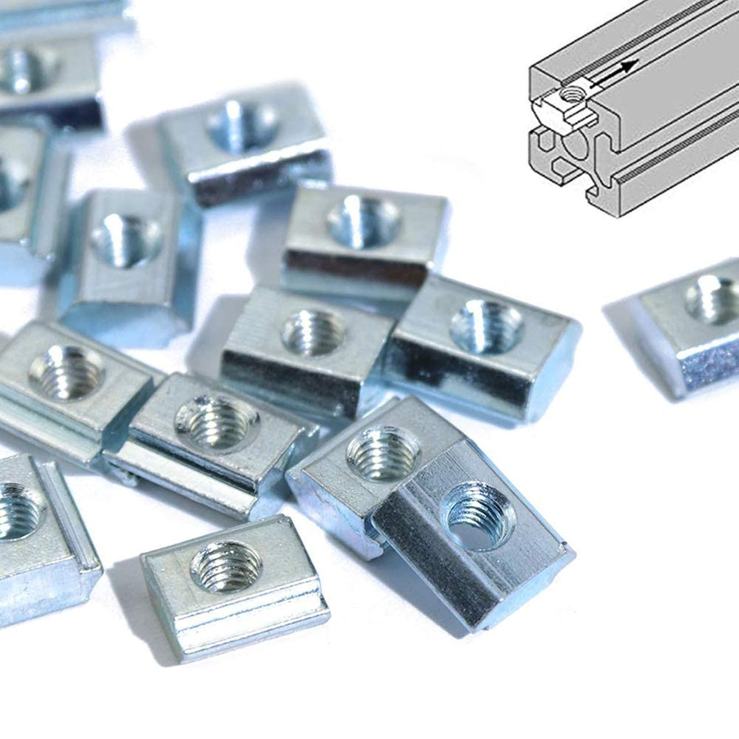 15pcs 4040 Series Sliding T Nuts Metric M6 Thread Slide in Hammer Head T-Nut for Standard 8mm T-Slot Aluminum Extrusion Profile （4040 Series M6）