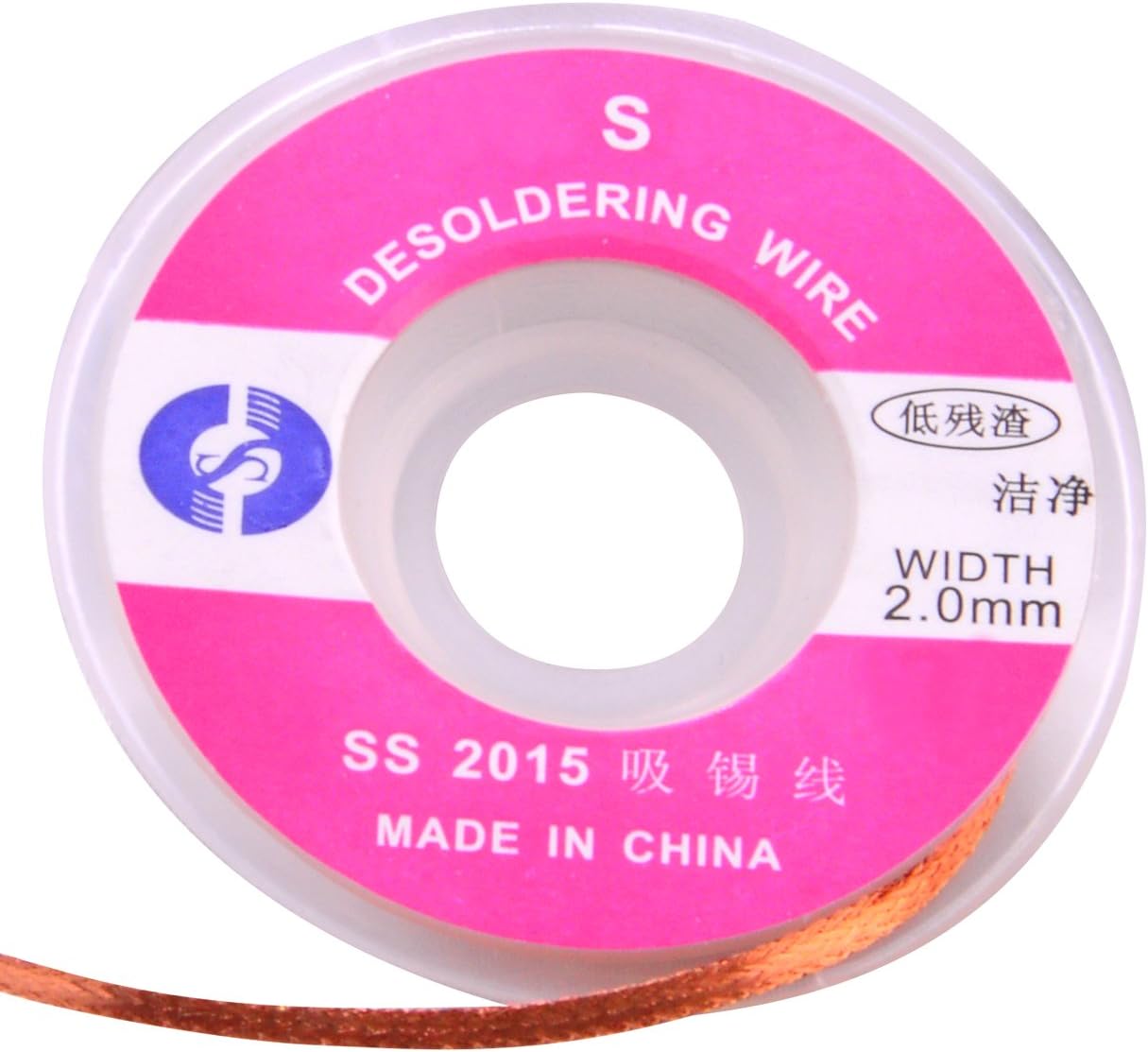 2.0 mm Desoldering Braid Solder Remover Pure Copper Wick - Low Residue, 5 Feet