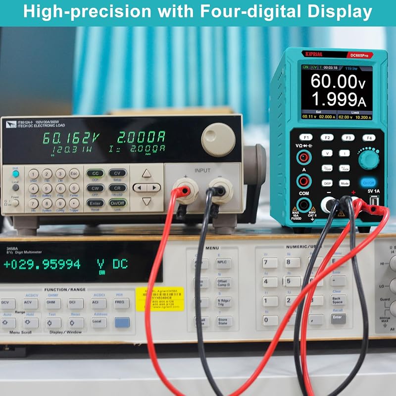 Kiprim DC605Pro 2-in-1 laboratóriumi tápegység multiméteres funkcióval, 0-60V, 0-5A, adattárolás