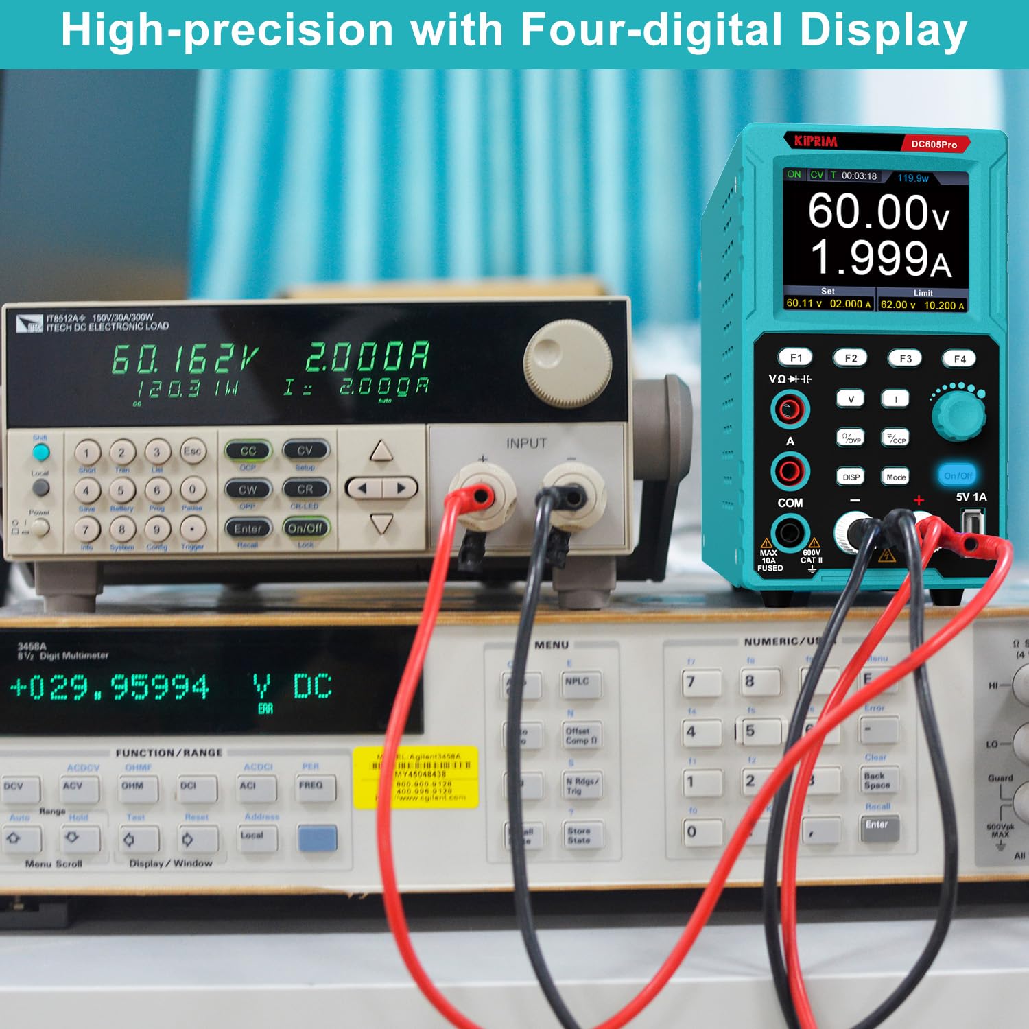 Kiprim DC605Pro 2-in-1 Programmable Power Supply & Multimeter,0-60V 0-5A