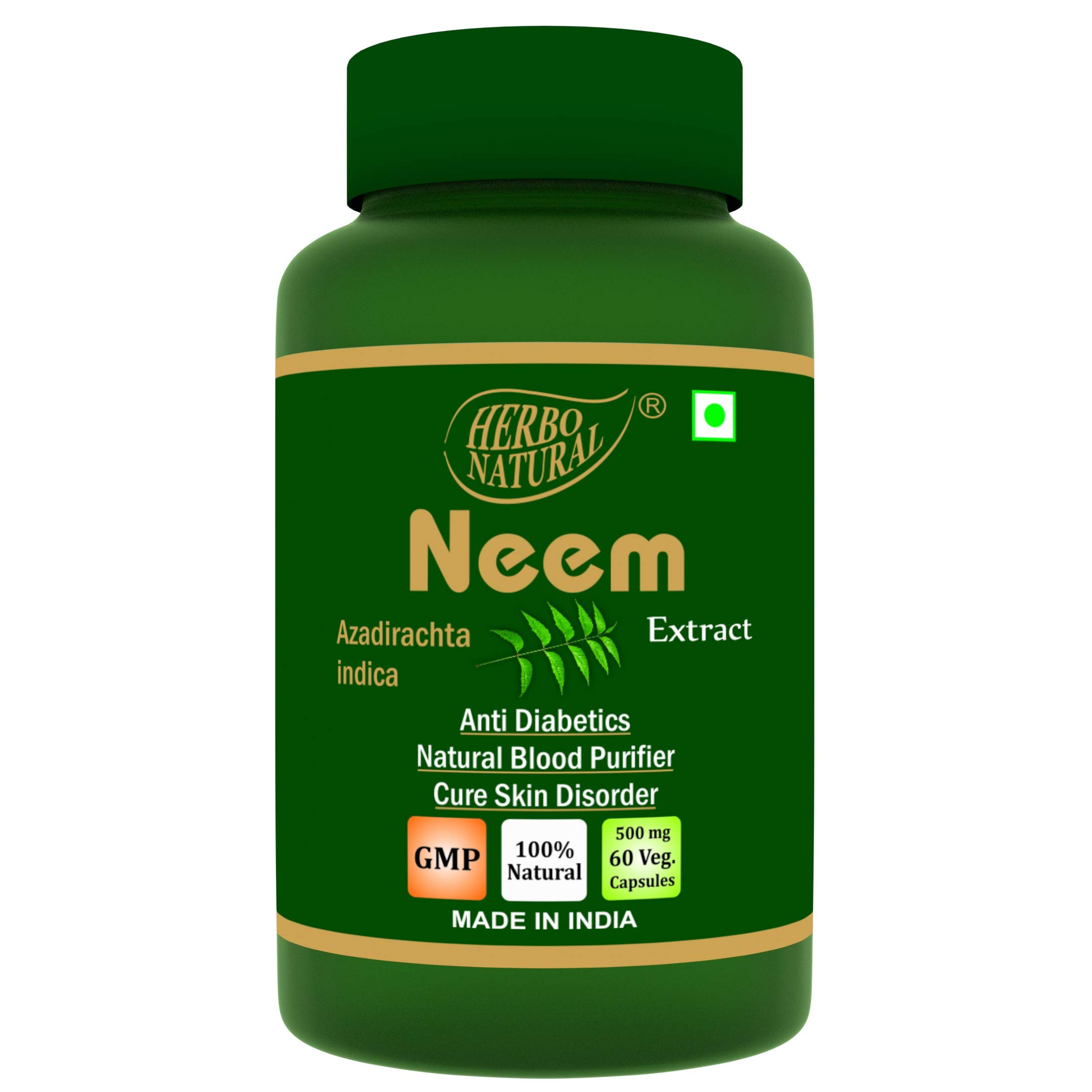 Herbo Natural Neem Extract -60 veg capsules(500 mg) (Pack of 1)