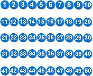 50pcs 1-50 Magnetic Numbers, 0.79 Inch Multi-Use Blue Number Magnets for Whiteboard Calendar Refrigerator Round Magnets for Home Classroom Office