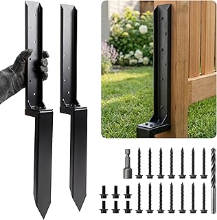 Fence Post Repair Kit, 33.6" Height Upgraded 2.5"Width Heavy Duty Fence Post Repair Stakes, Thickened Anchor Ground Spike for Repairing Tilted/Broken Wood Posts (2)