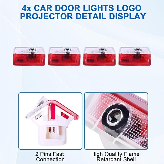 4pcs Car Door LED Lights Logo Projector Entry Lighting Compatible with Class A B C E M G GL GLA GLC GLE GLS W205 W212 W176 W166 W246 W156 Mercedes Accessories