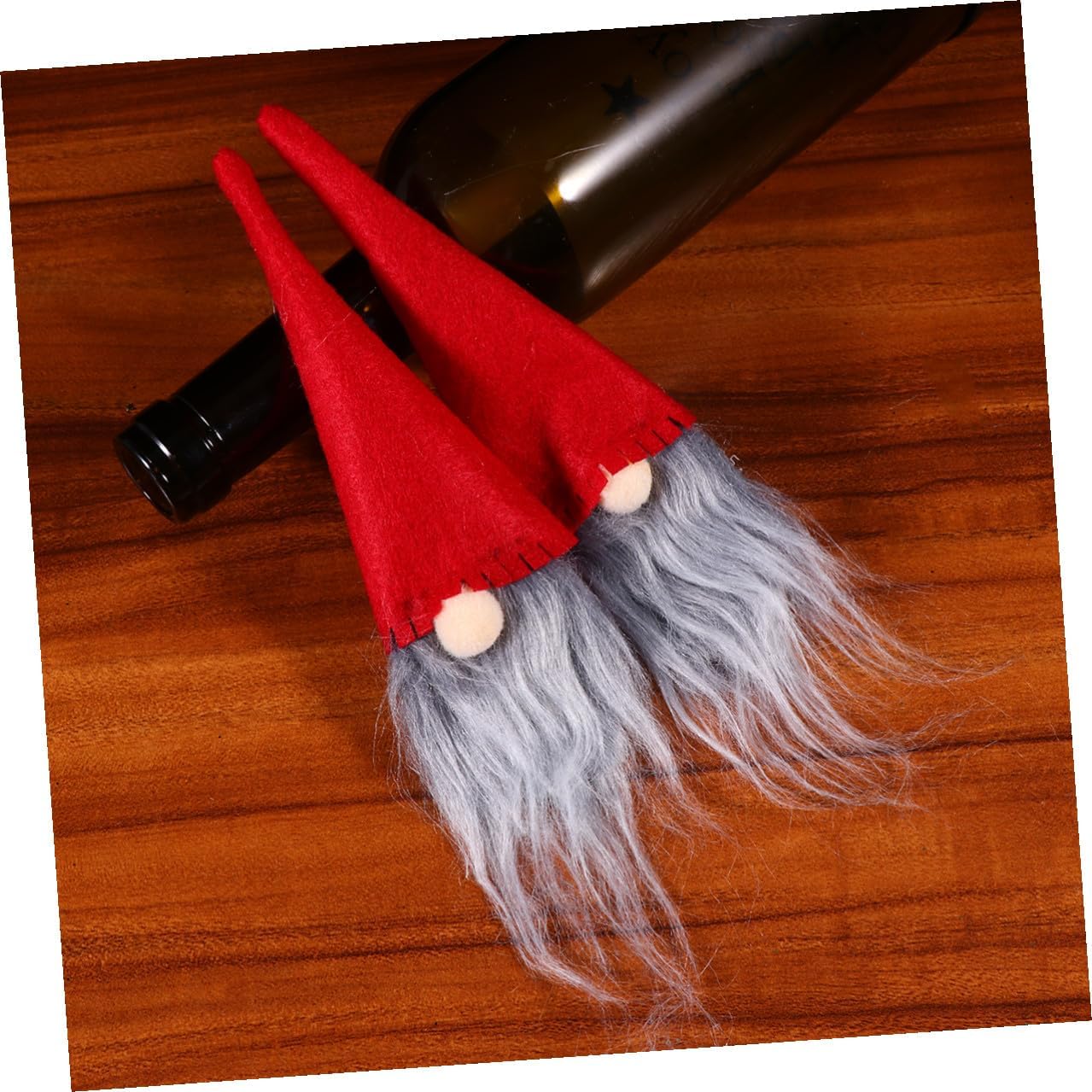 6pcs Red Christmas Hat Wine Bottle Cover Set for Bar Hotel Decor