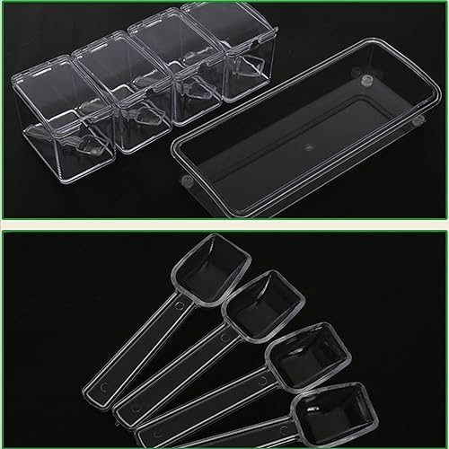 Miniatura 6 de Haokaini Caja transparente de condimentos, dispensador de especias acrílicas, contenedor de almacenamiento de condimentos, organizador de especias