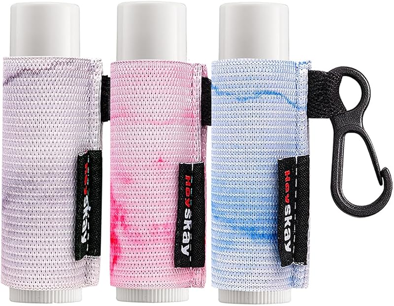 Porta-bálsamo labial HEYSKAY com chaveiro, estampa marmorizada, pacote com 3