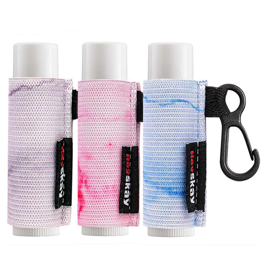 HEYSKAY 5er Set Lippenbalsam-Halter | Schlüsselanhänger Aus Elastischem Gummi | Bunte Farben