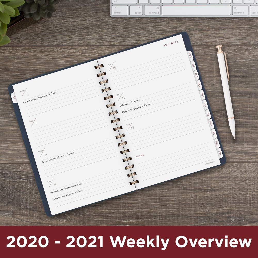 Akademischer Planer 2020–2021, AT-A-Blick, Wochen- und Monatsplaner, 14 x 21 cm, klein, Signature Collection, Marineblau (YP200A-20)
