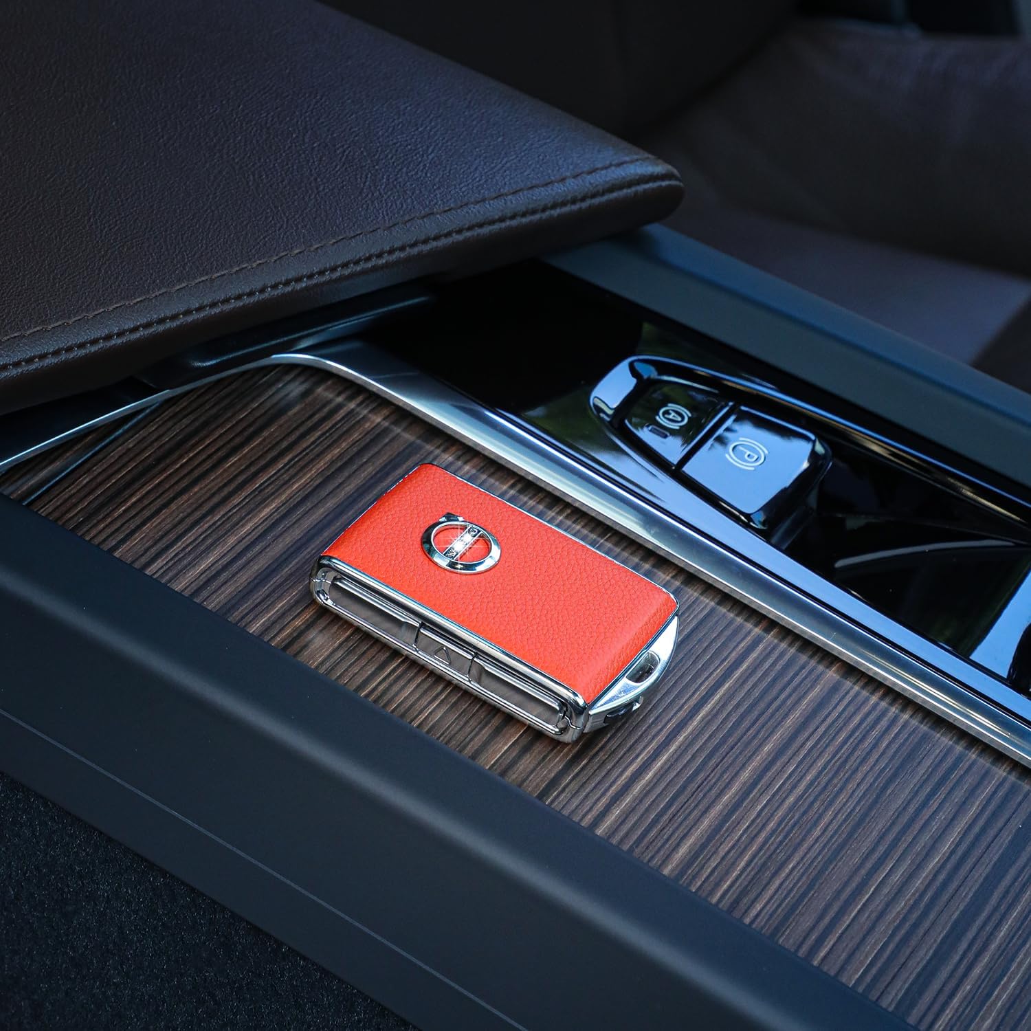 Car Key Fob Cover for Volvo XC90, XC60, XC40, S60, S90, V90, Zinc Alloy Frame Leather Surface - Image 3