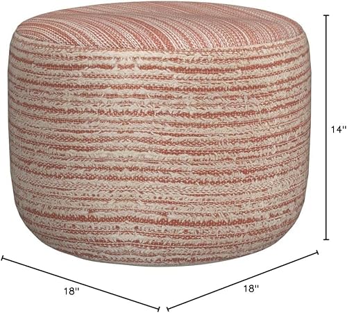 Miniatura 2 de LR Home Puf tropical texturizado y envejecido, coralblanco, 18 x 18 x 14 pulgadas