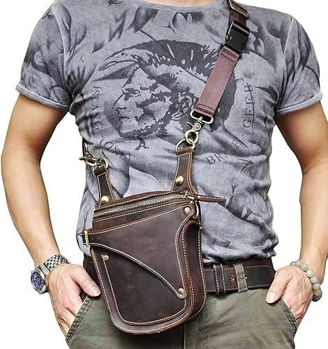 Miniatura 7 de Riñonera de cuero para hombres y mujeres, cinturón multiusos para motocicleta, bicicleta, deportes al aire libre, táctica, ciclismo, equitación,